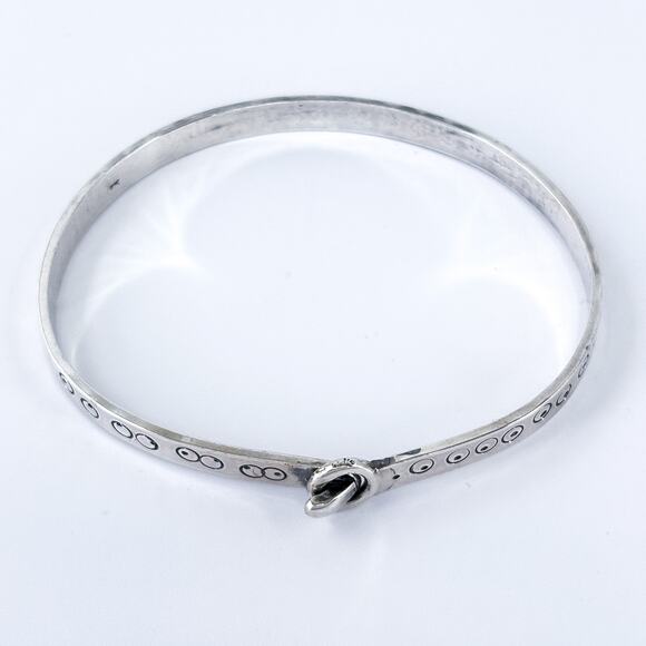Vintage Sterling Silver 925 Buckle Motif Bangle Bracelet - Picture 5 of 9